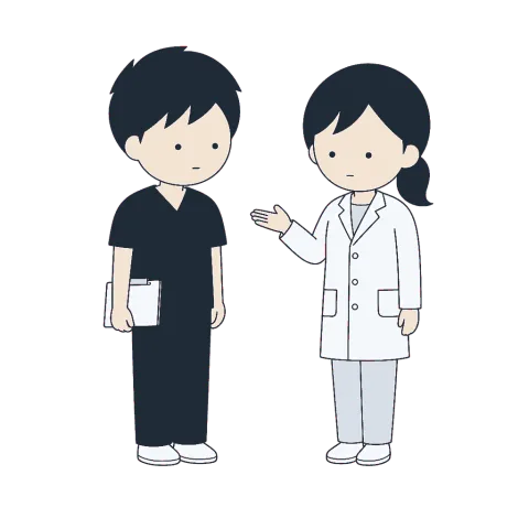 後輩を指導する先輩視能訓練士のイメージ